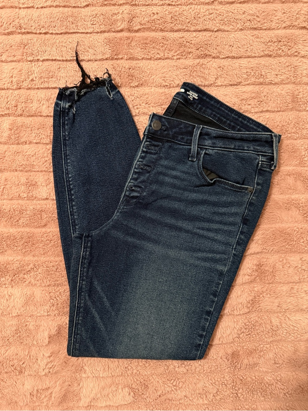 Old Navy Dark Blue High-Rise Skinny Jeans with Raw Hem